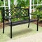 Costway 50'' Patio Garden Bench Loveseats Park Yard Furniture Decor Cast Iron Frame Black